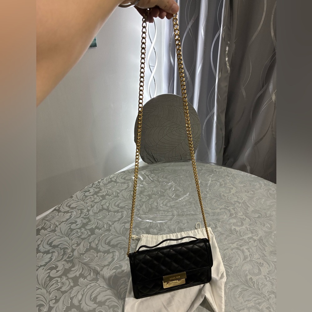 Michael Kors Black Quilted Clutch with Gold Accents - Picture 8 of 9